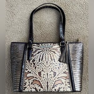 Brahmin Embossed Leather Medium Asher Tote; Brown with Gold